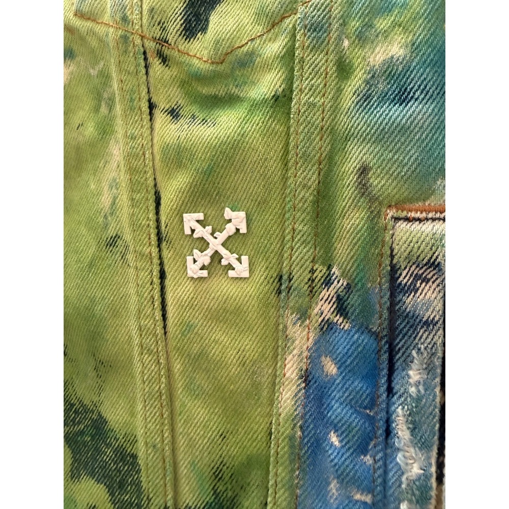 Off-White 2019 Multi-Color Tie-Dye Denim Jacket Virgil Abloh Mens XL - Picture 7 of 16
